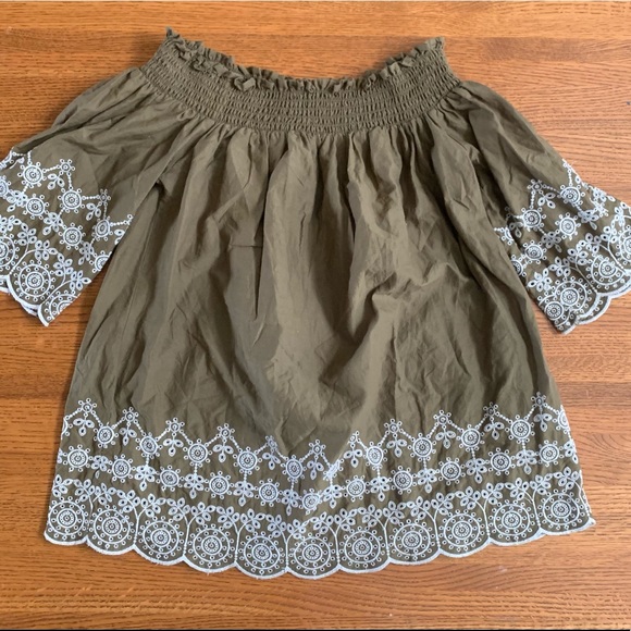 Abercrombie & Fitch Embroidered Off-the-shoulder Top - Picture 4 of 6